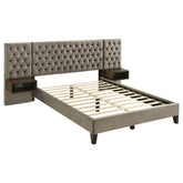 Orleans Furniture - Coaster - Marley Upholstered Queen Wall Panel Bed Light Brown - 300833Q